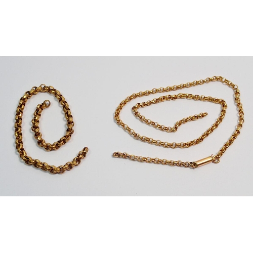 460 - A broken 9 carat gold chain and another yellow metal fragment of chain, total 9g 38.5 and 17cm