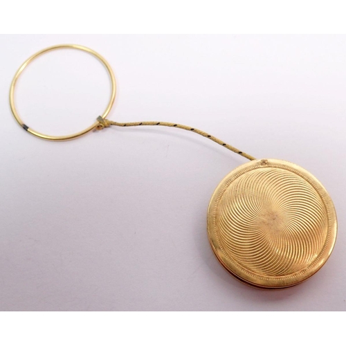 515 - A French miniature gold yoyo, makers mark 'SM' 10g with leather pouch and box