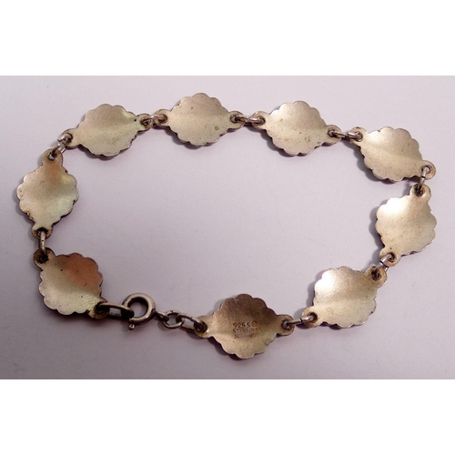 556 - An Ivor Hoff silver floral and enamel bracelet, 18cm long