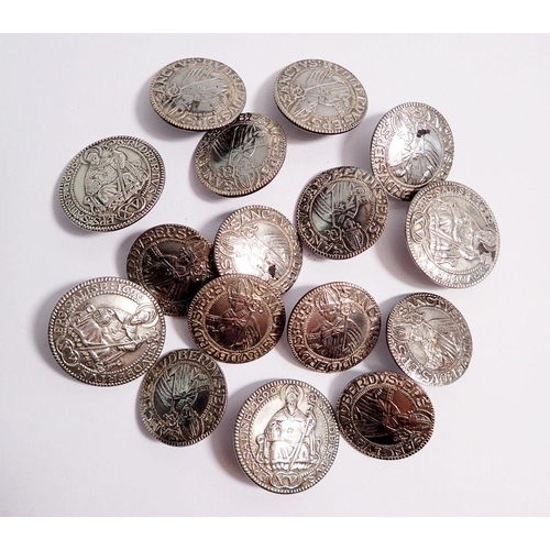 573 - A collection of sixteen various white metal ecclesiastical buttons