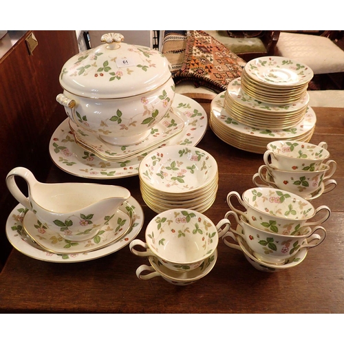 61 - A Wedgwood Wild Strawberry dinner service service comprising:- large soup tureen, two square serving... 