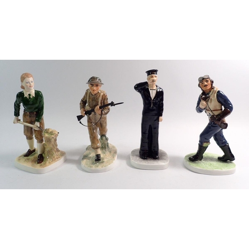 67 - Four Coalport figures - Landgirl, Sailor, Airman and Soldier, 22cm tall