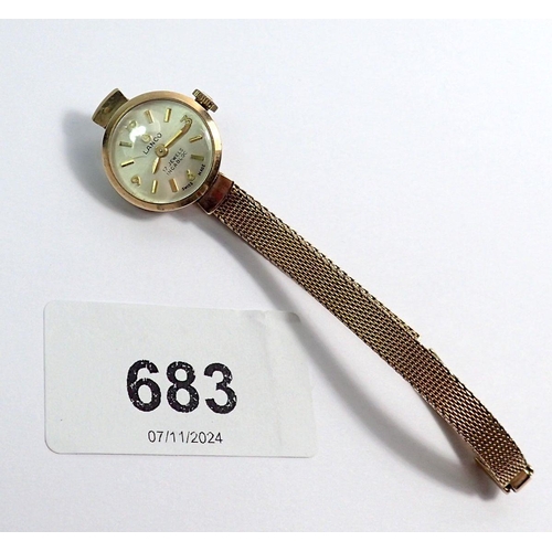 683 - A 9 carat gold laides Lanco wrist watch, total weight 15.5g