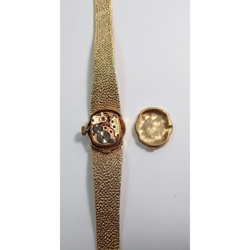 696 - A 9 carat gold Omega De Ville ladies wrist watch and strap, total weight 27g