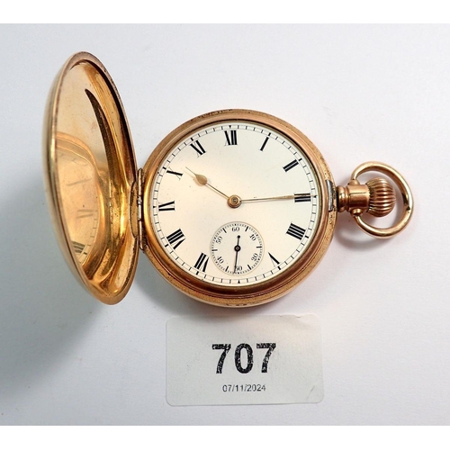 707 - A Waltham Traveller gold plated pocket watch