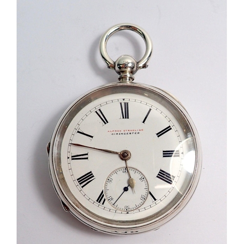 710 - A Victorian silver pocket watch - Alfred Stradling, Cirencester, Birmingham 1891 by LJW