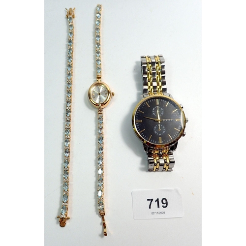 719 - A ladies dress watch and matching bracelet and a genteman's Bekvert watch