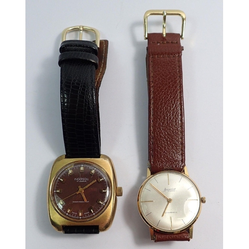 721 - A gents AP 21 jewel mechanical Accurist wrist watch with an Ingersoll 17 jewel watch with brown dial