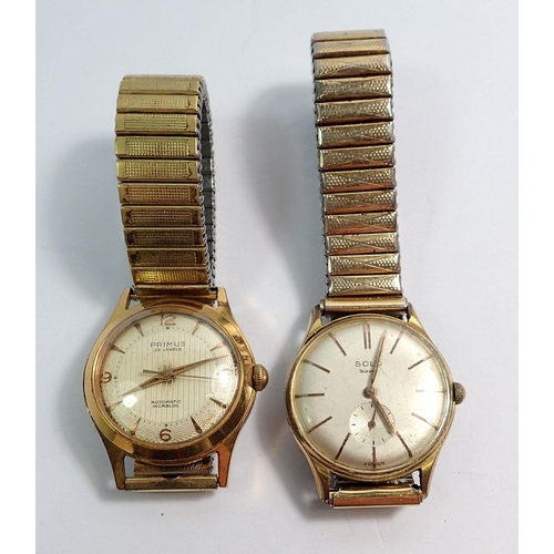 722 - A gents 'Primus' 25 jewels automatic watch in gold plated case and a gents 'Solo' 15 jewel wrist wat... 