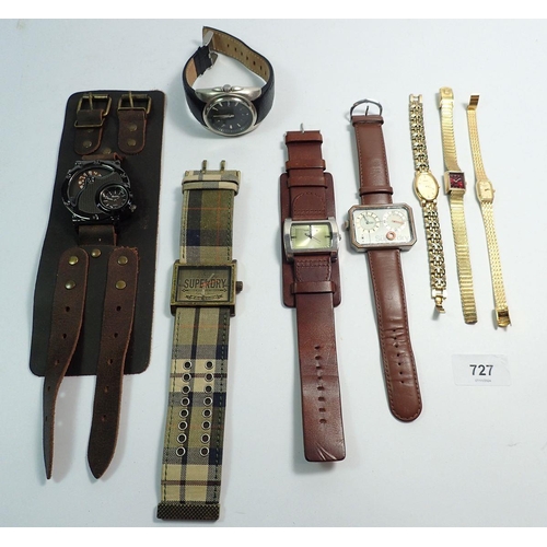 727 - A group of wrist watches including Tissot, Rotary, Superdry etc.