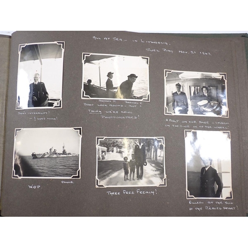 746 - An album relating to Commander J L Fletcher R N HMS Stag and family life in 1943 with locations incl... 