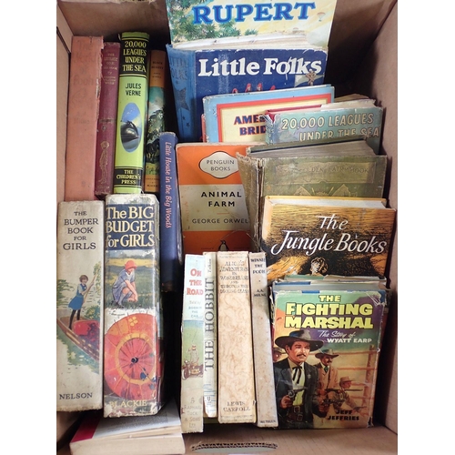 760 - A box of childrens books including The Golden Fairy book, The Hobbit etc.