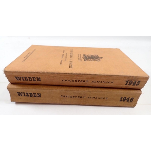 765 - Two copies 'Wisden Cricketers' Almanack 1945/46 cloth covers, very good condition