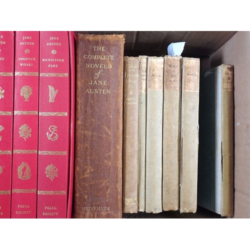 790 - A box of Jane Austen books, five with spare labels to rear