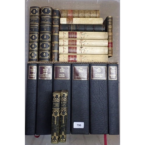 796 - A box of books with leather bindings