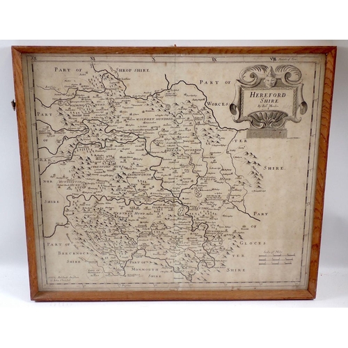 801 - An 18th century map of Herefordshire by Robert Morden, 37 x 43cm