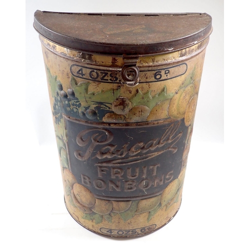 805 - A 19th century Pascalls Fruit Bonbons large sweet shop advertising display tin, 39cm