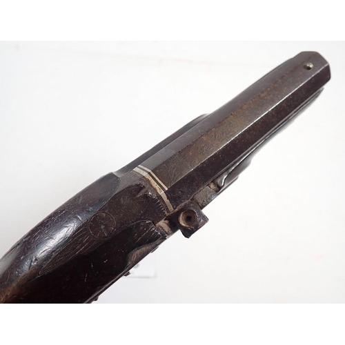 813 - An 18th century style flint lock pistol, the lock plate engraved H Smith, 23cm long