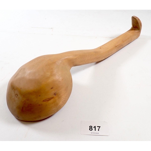 817 - A Welsh carved wood cawl spoon, 36cm