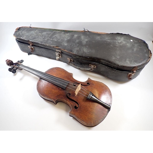 819 - A late 18th century viola in case, 15 2/8 inch back