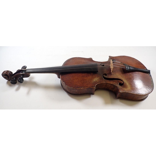 819 - A late 18th century viola in case, 15 2/8 inch back