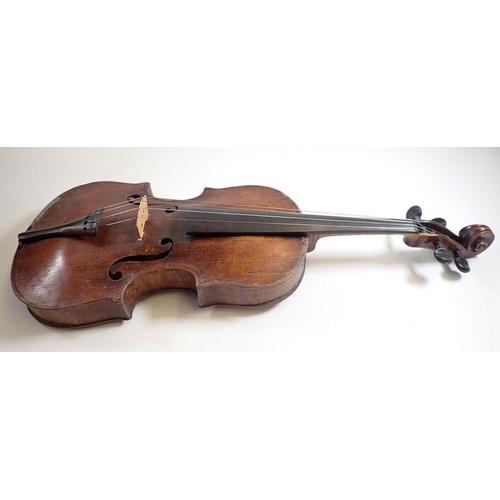 819 - A late 18th century viola in case, 15 2/8 inch back