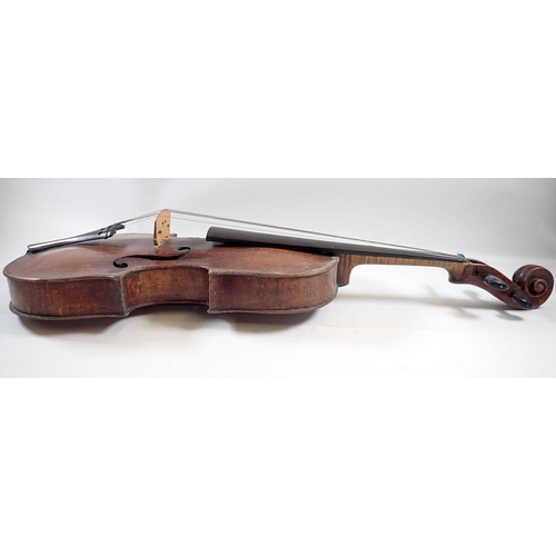 819 - A late 18th century viola in case, 15 2/8 inch back