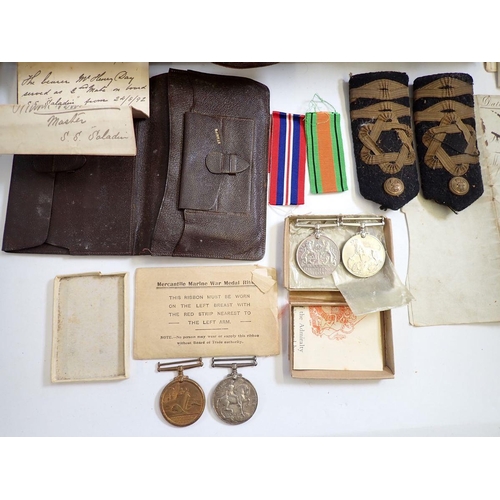 822 - A brown suitcase of Merchant Navy ephemera including Apprentice, Discharge, Competency and Service c... 