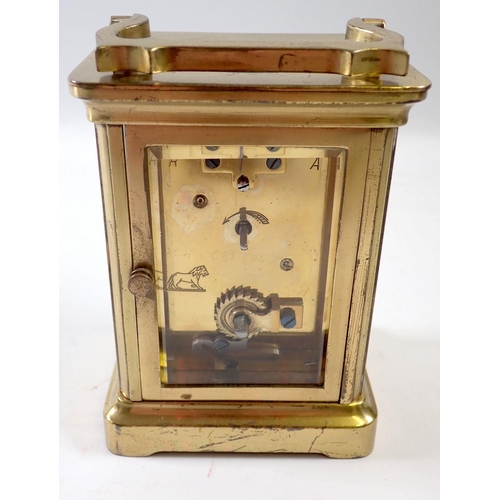 825 - A 19th century brass carriage clock by C E Court Ulverstone and Grange Over Sands, in fitted case