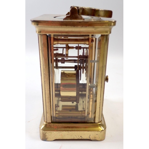 825 - A 19th century brass carriage clock by C E Court Ulverstone and Grange Over Sands, in fitted case