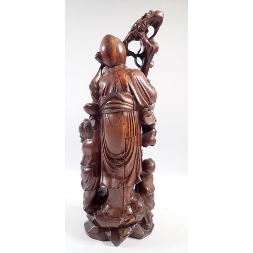 830 - A Chinese root carving of Shoulao, 31cm tall