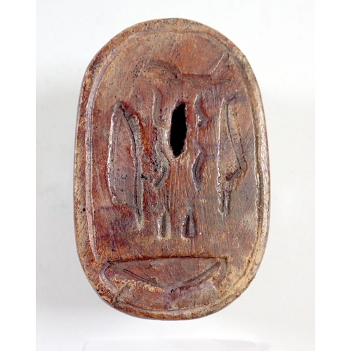 839 - A carved stone Egyptian scarab beetle, 5.5cm long