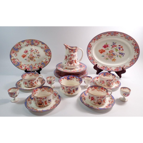 84 - A Cauldon part breakfast set comprising six plates (3 sizes), four eggcups, sugar, milk, jug, two se... 