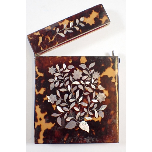 847 - A 19th century tortoiseshell and mother of pearl card case, 10 x 8cm