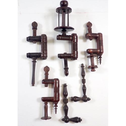 854 - Three antique rosewood sewing clamps