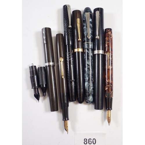 860 - Various old fountain pens including Watermans, Swan and Lewis etc.