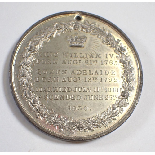 864 - A William IV white metal coronation medal, crowned September 8th 1831, 55mm diameter