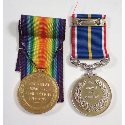 865 - A WWI Victory medal to SPR Jerome RE, 216031 and a National Service medal 1939-1960, boxed