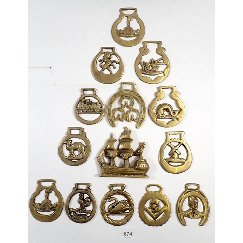 874 - A collection of antique horse brasses