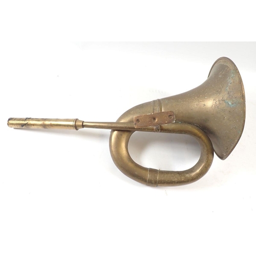 887 - An old brass car horn, 34cm long