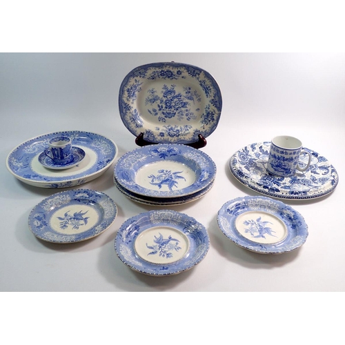 91 - Various blue and white china, mainly Spode