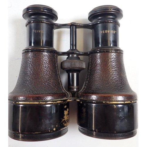 928 - A pair of World War I Ross London binoculars stamped civil service in leather case