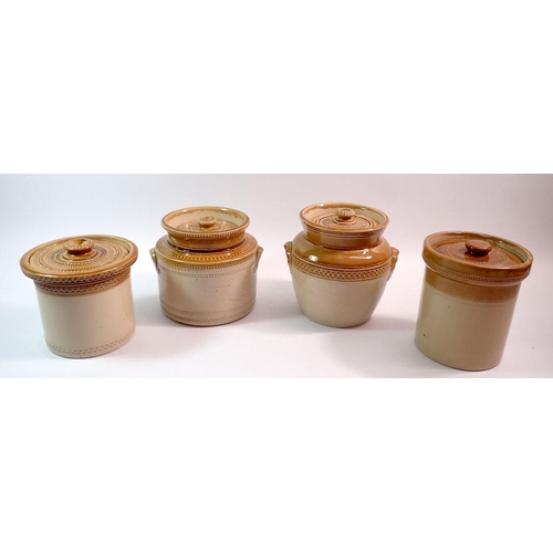 96 - Four Scottish stoneware storage jars, 17cm