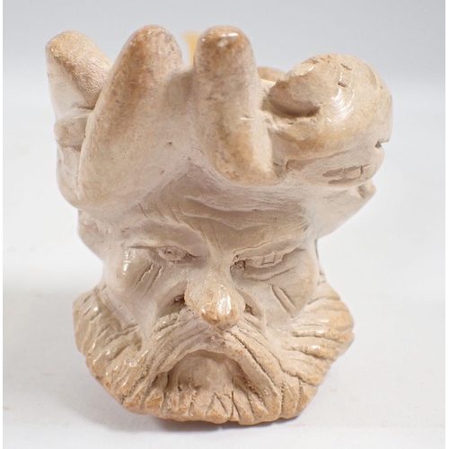 968 - A large meerschaum pipe with carved bearded man with vine leaf crown - uncased