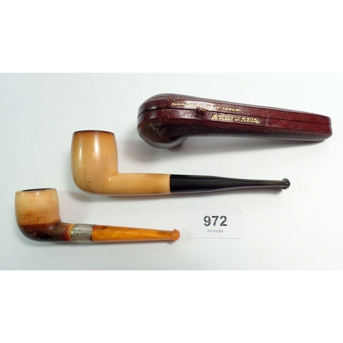 972 - A Weingott & Son amber pipe - cased and a meerschaum pipe