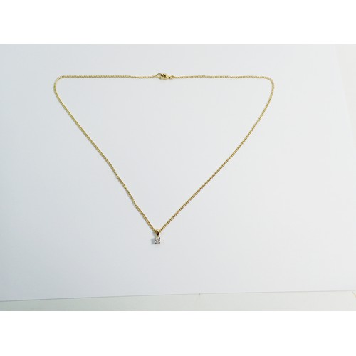 381 - An 18 carat gold necklace with single pendant diamond drop, 5.8g 48cm