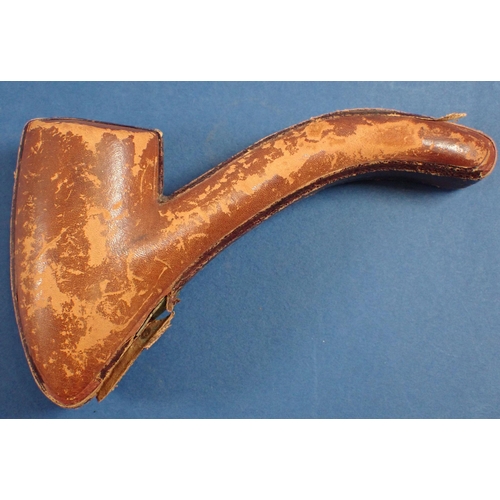 1003 - A Weingott 'pixy' head meerschaum pipe with sterling silver collar, 14cm in fitted case (watch a/f)