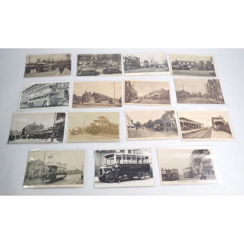 1059 - A group of fifteen postcards of trams and buses including RP's