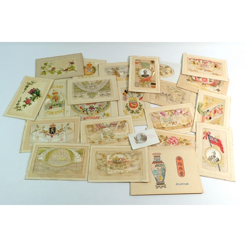 1068 - Twenty one WWII silk embroidered postcards sent by a soldier to his sweet heart