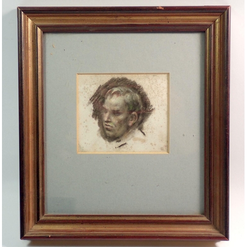 1080 - Victor Hume Moody - pastel portrait of a young man 'Ludovic' 9 x 10cm